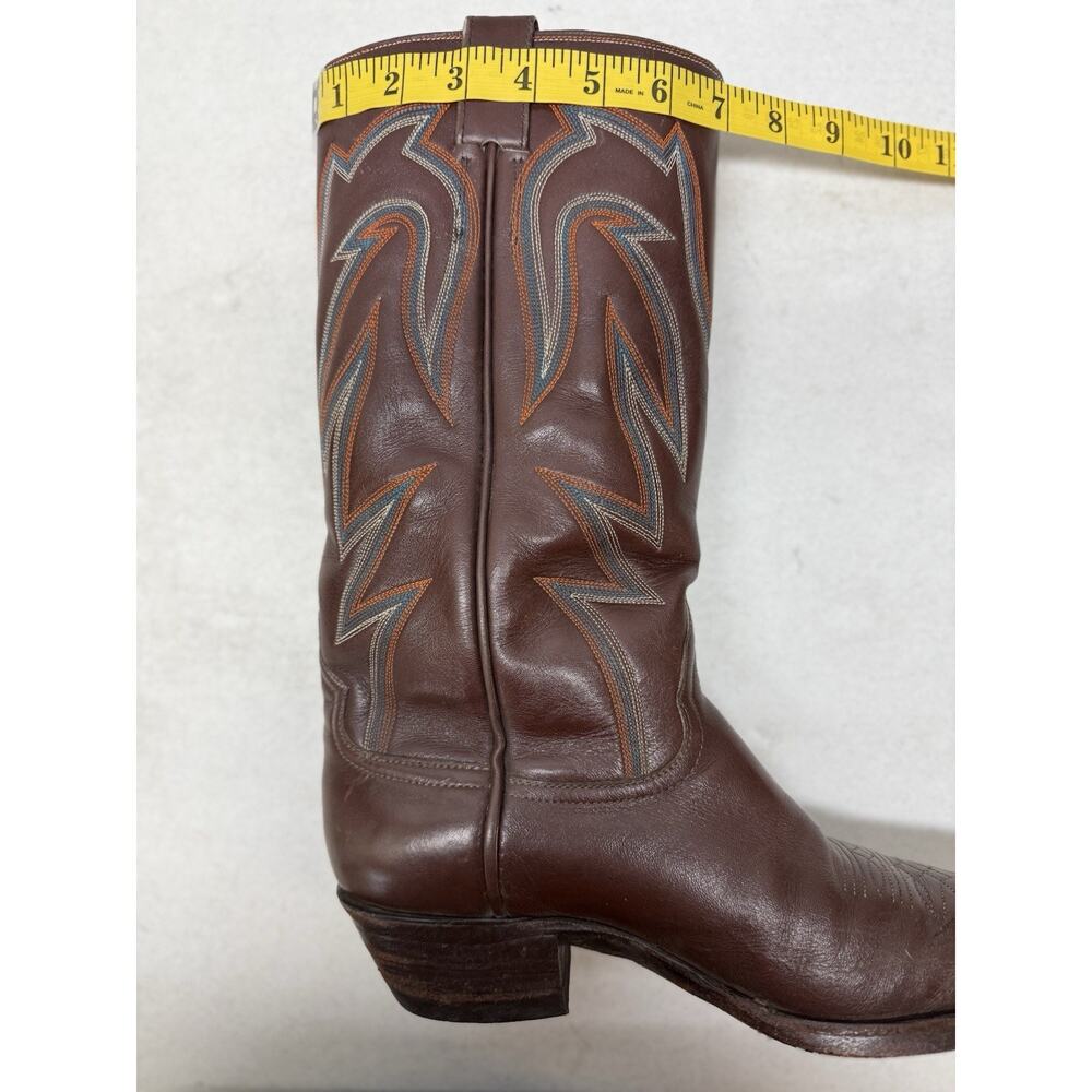 AUSTIN HALL BOOTS Handmade Men’s Brown Leather Western Cowboy Boots - Picture 10 of 15